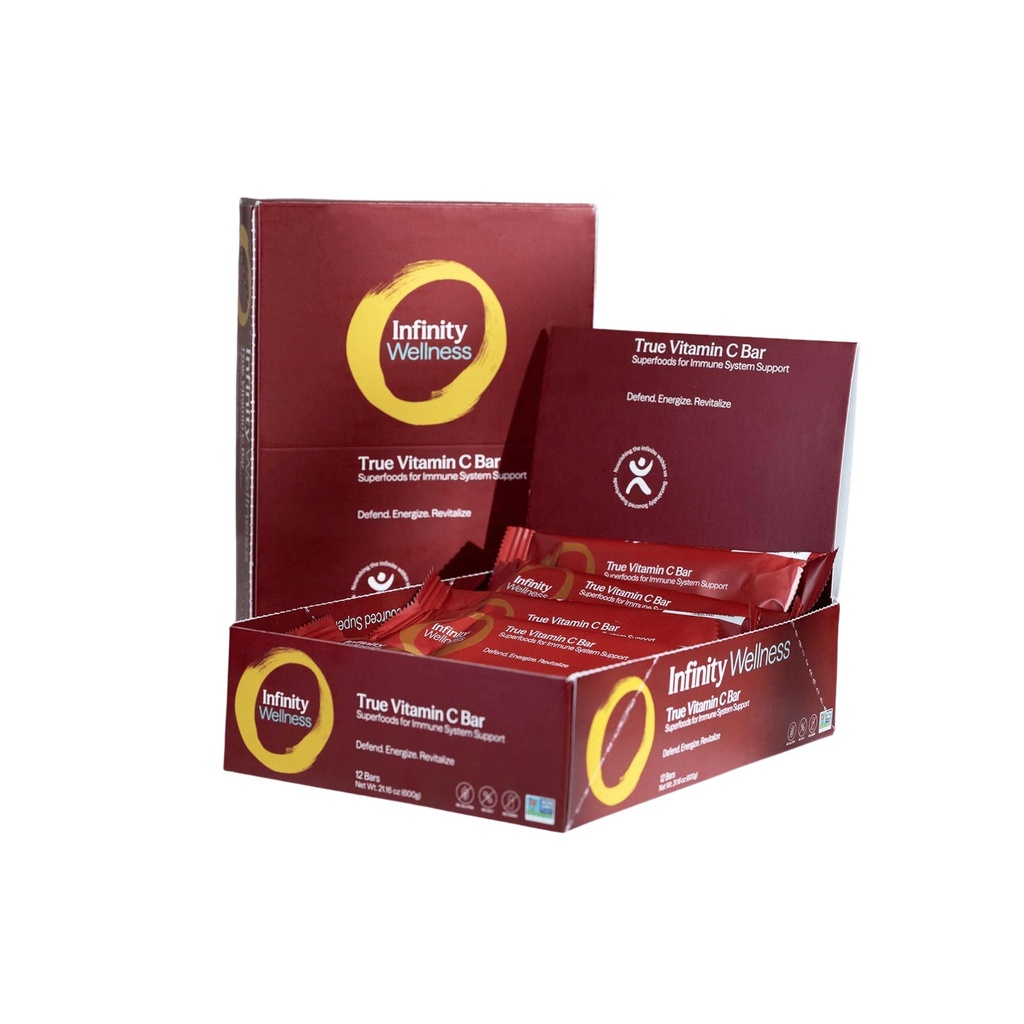Infinity C Superfood Bars, Healthy Energy Bars με 1125 mg ολικής τροφής βιταμίνη C, ανοσοενισχυτικά συστατικά φυτών με βάση, Camu Camu, Acerola, Amla σκόνη, & Shilajit, ακατέργαστο, χωρίς γλουτένη, μη ΓΤΟ
