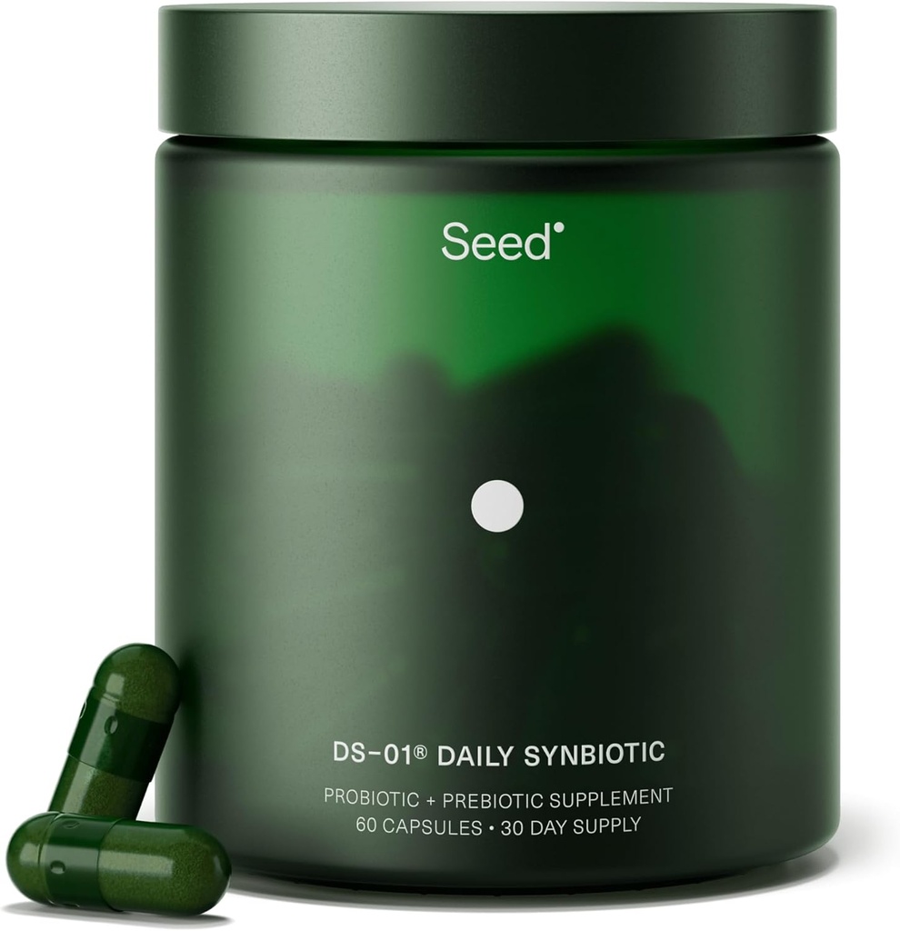 Seed DS-01 Daily Synbiotic - Prebiotic and Probiotic for Women & Men - Digestive Health, Gut Health, Immune Support, Bloating & Constipation Relief - Vegan & Shelf-Stable - 60 Capsules (30-Day Supply)