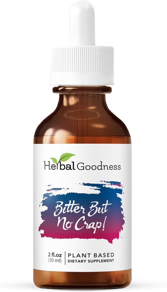 Herbal Goodness Bitter But No Crap Liquid Supplement for Body Cleanse, Energy Support and Health Boost | Non-GMO Burdock Root Organic, Bitter Melon, Maca Root, Dandelion Root - 2 fl. oz per Bottle