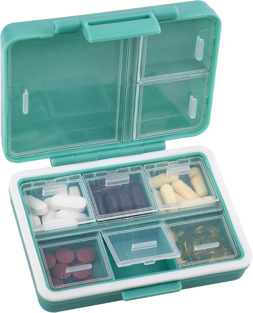 9-Grid Pill Organizer,Portable Pill Box,Large Χωρητικότητα Διαμερίσματα,Travel Pill Container, Medicine Dispenser,Pill Purse,Pill περίπτωση για βιταμίνες, ιχθυέλαια ή συμπληρώματα (Navy Green)