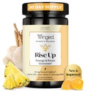 Winged Wellness Rise Up, Energy & Focus Gummies for Women - Daily Brain Boost Gummy Supplement with Natural Caffeine, Ashwagandha, B12, Nootropics Alpha-GPC & Lion's Mane - Pineapple, 60 Gummies