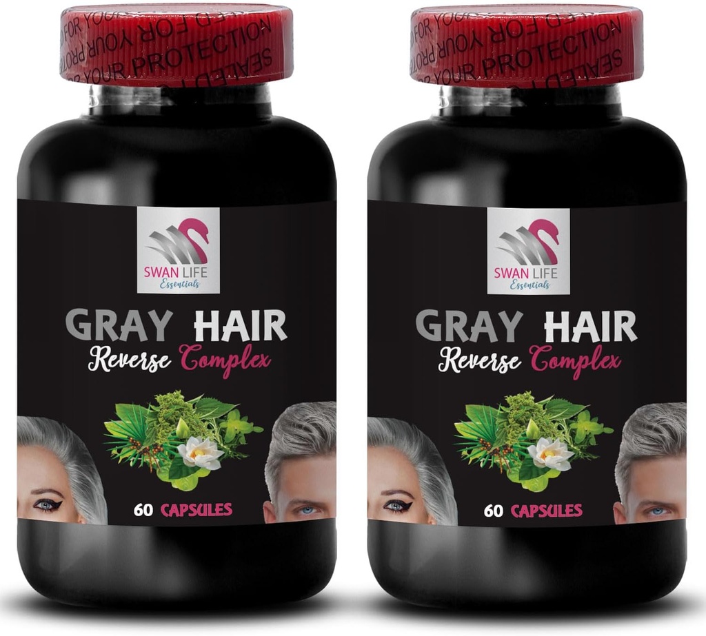 Saw Palmetto Berries - Gray Hair Reverse - PABA, Natural Hair Complex, Stinging Nettle Root, Hair Rejuvenation, Youthful Hair, Hair Pigmentation, Color Enhancing, Revive Natural Color 2 Bot 120Caps