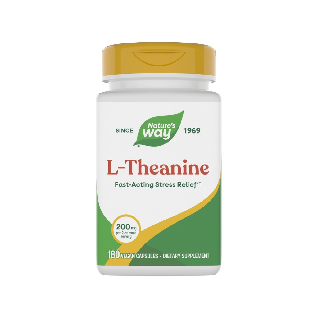 Nature's Way L- Theanine, Stress Support*, Προωθεί την χαλάρωση *, 200 mg ανά 2- Capsule Serving, Vegan, 180 κάψουλες