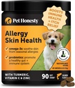 Allergy Skin Health – Allergy Itch Relief & Immune Support Chews with Fish Oil, Probiotics, & Vitamin E – Helps Reduce Normal Shedding, Soothe Sensitive Skin, & Digestive Health (Salmon Flavor, 90 Ct)