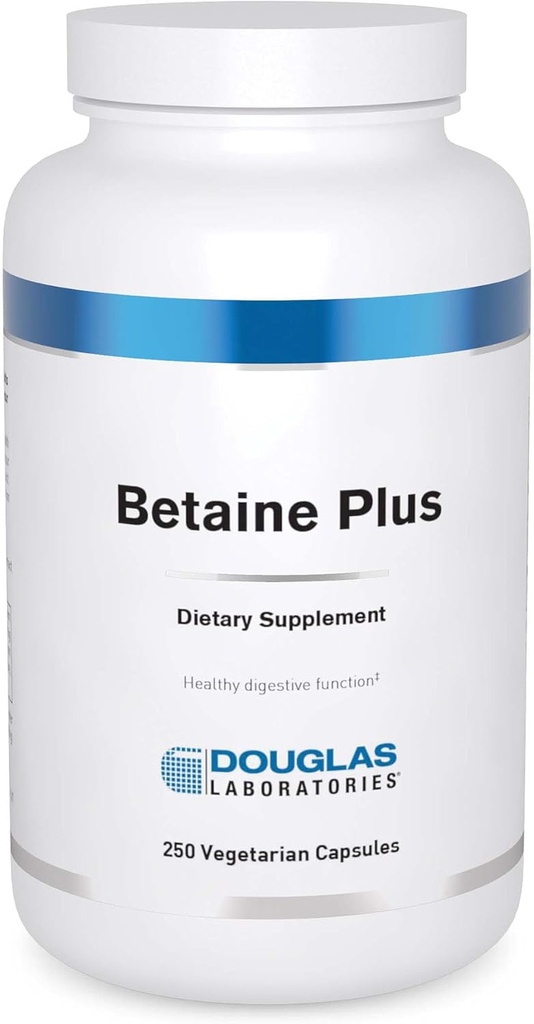 Douglas Laboratories Betaine Plus - Υδροχλωρική βηταΐνη με Πεψίνη για την υποστήριξη της Υγιεινής Πειθιστικής λειτουργίας * - 250 κάψουλες χορτοφάγων