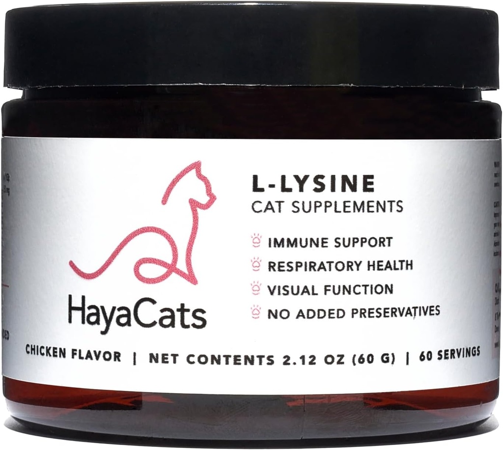 HayaCats L-Lysine σκόνη για γάτες – ανοσοποιητική και αναπνευστική υποστήριξη – Vet Formated συμπλήρωμα με συκώτι κοτόπουλου – Made in USA – 60 Servings
