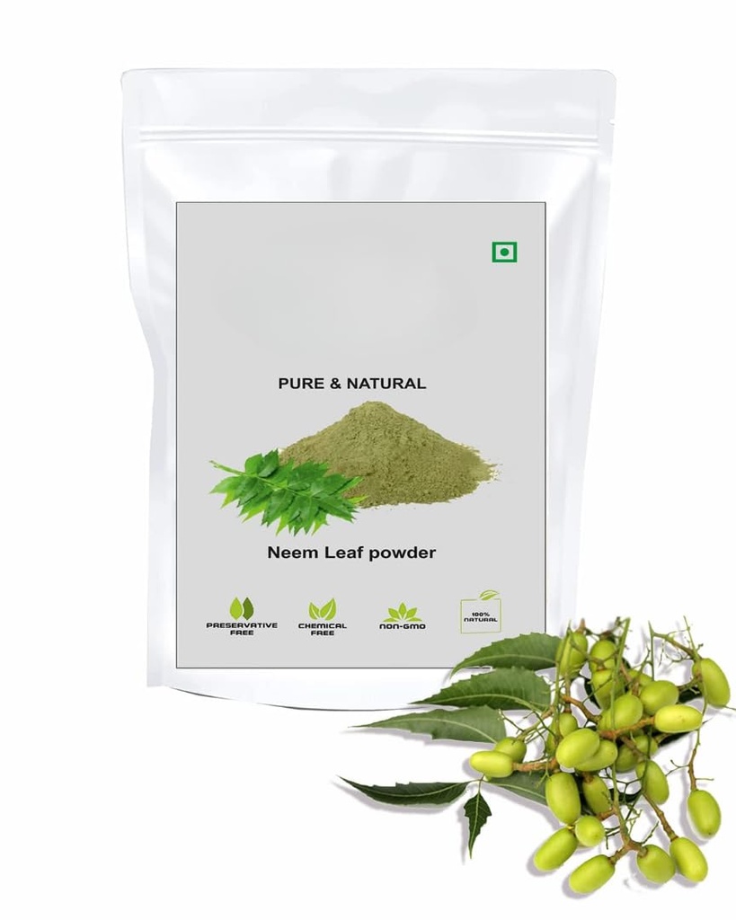 Pure Neem Powder Φύλλα για Τρώγοντας & Πίνοντας, Διατροφή του δέρματος και των μαλλιών, Αφυδάτωση, Εβένς Τόνος του δέρματος, Ακμή, λακκάκια / Τίμπερ & Ισχυρότερο -200 Gram