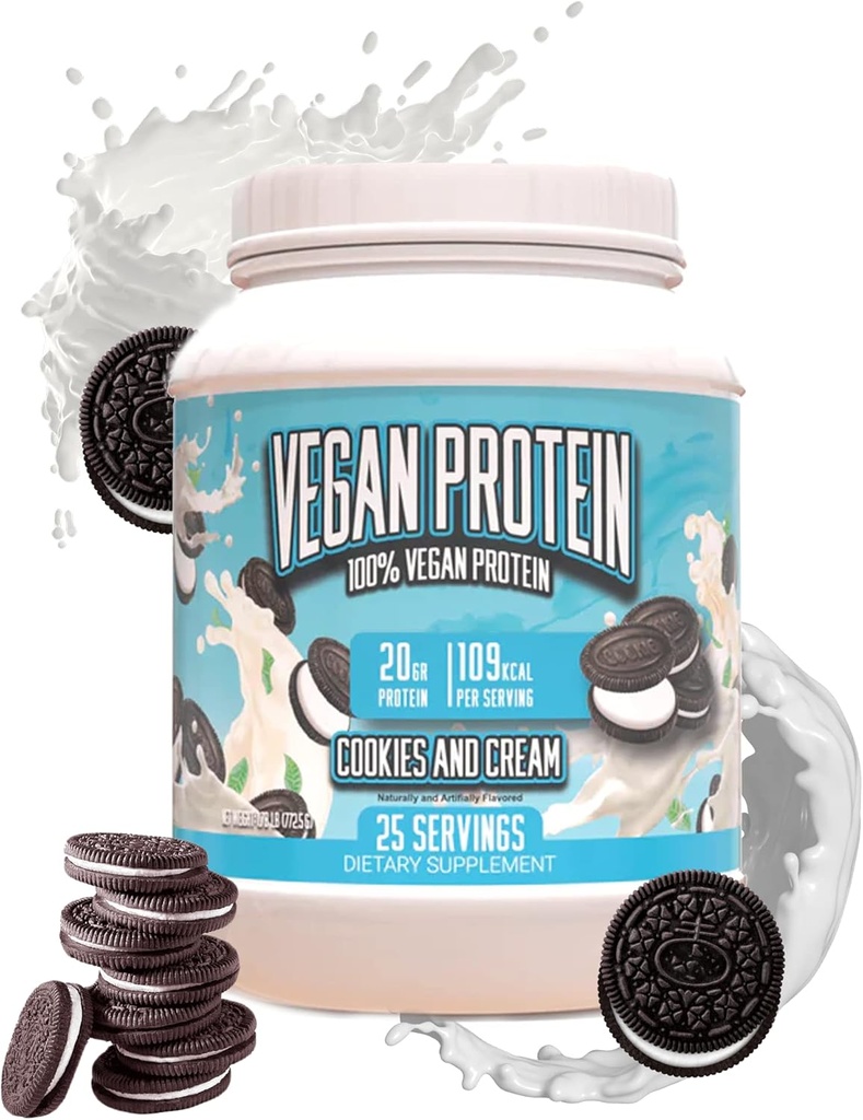 Τεράστια συμπληρώματα Vegan Protein Powder - Cookies & Cream - Superior Plant-Based Protein Powder, 20g Protein Per Serving