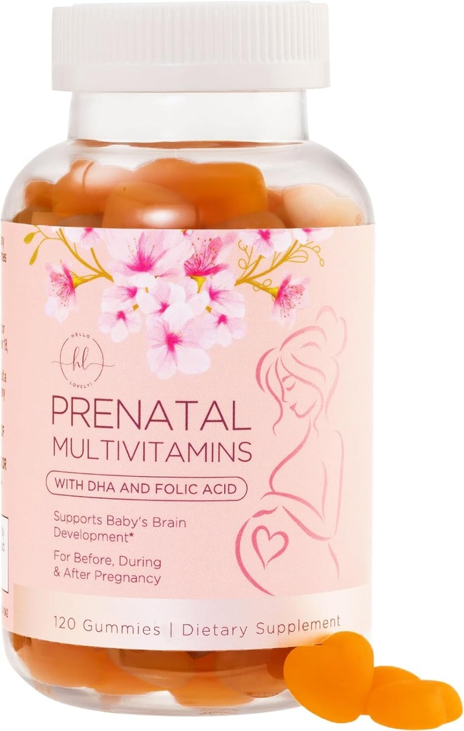 Prenatal Vitamin Gummies - Essential Nutrients for Women, Pregnancy & Fetal Development - Includes Folate (Folic Acid), DHA, Choline, Vitamin D - Prepare, Support & Nourish Health - 120 Gummies