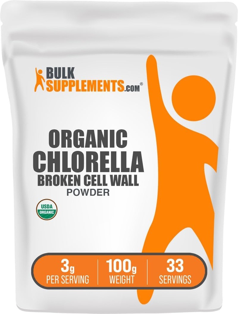 BulkSupplements.com Βιολογική σκόνη Chlorella - Σπασμένο τοίχωμα κυττάρων, Πράσινο Superfood σκόνη, Chlorella συμπλήρωμα - Χωρίς γλουτένη, 3g ανά υπηρεσία, 100g (3.5 oz) (πακέτο του 1)