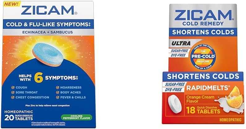 Zicam Ψυχρό & Γρίπη Συμπτώματα 20 Δισκία Ultra Ψυχρή Αναπνευστική Ταχεία 18 Μετρήστε Ομοιοπαθητικό Ψευδάργυρο Ψυχρή Συντόμευση