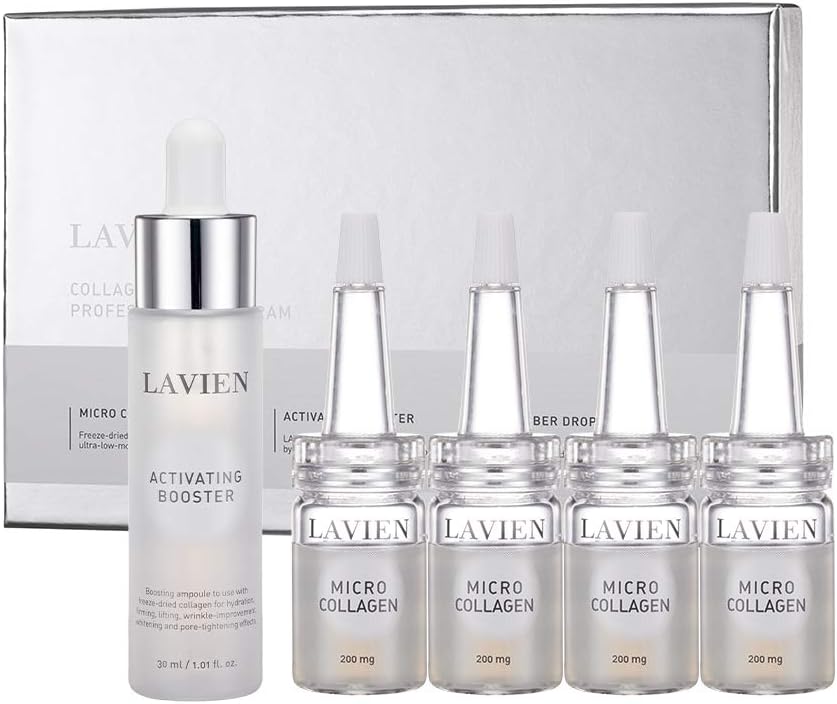LAVIEN Collagen Professional Program - Skincare Set, Micro Collagen και Activating Booster - Ceramide, Elastin, and Hyaluronic Acid, Κατάλληλο για λιπαρό δέρμα - Μπουκάλι 30 ml, 4200 mg