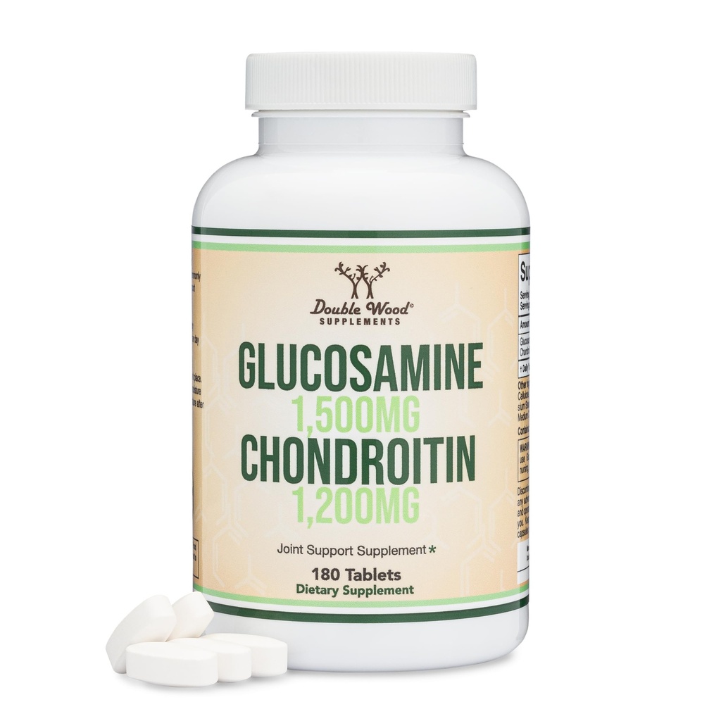 Glucosamine Chondroitin Triple Strength (1.500mg Glucosamine Sulfate, 1.200mg Chondroitin) 180 Tablets, Δίμηνη προσφορά (Συμπλήρωμα κοινής υποστήριξης) Χωρίς γλουτένη, Μη ΓΤΟ από Διπλό Ξύλο