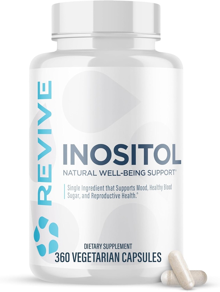 Revive MD Inositol συμπλήρωμα για άνδρες & γυναίκες - Υποστήριξη Mood, Ορμονική Ισορροπία, Υγιεινή Ζάχαρη αίματος & Αναπαραγωγική Υγεία - Vegan-Friendly, Gluten-Free - 360 κάψουλες χορτοφάγων - 180 Υπηρεσίες
