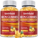 2 Pack Vegan 80MG Συμπληρώματα σιδήρου Gummies για γυναίκες & άνδρες - Βιταμίνη Α, C, B για ενήλικες & παιδιά - Αίμα & Οικοδόμος & Ενέργεια Υποστήριξη για την έλλειψη σιδήρου, αναιμία, 120 κόμητες ανανάς Γεύσεις Γεύσης