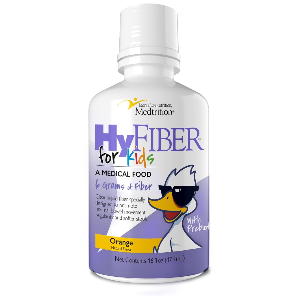 Medtrition HyFiber Liquid Fiber for Kids in Only One Tablespoon, Υποστηρίζει την κανονικότητα και τα μαλακά εργαλεία, FOS Prebiotics for Gut Health, 6 Grams of Fiber, 32 μερίδες ανά μπουκάλι