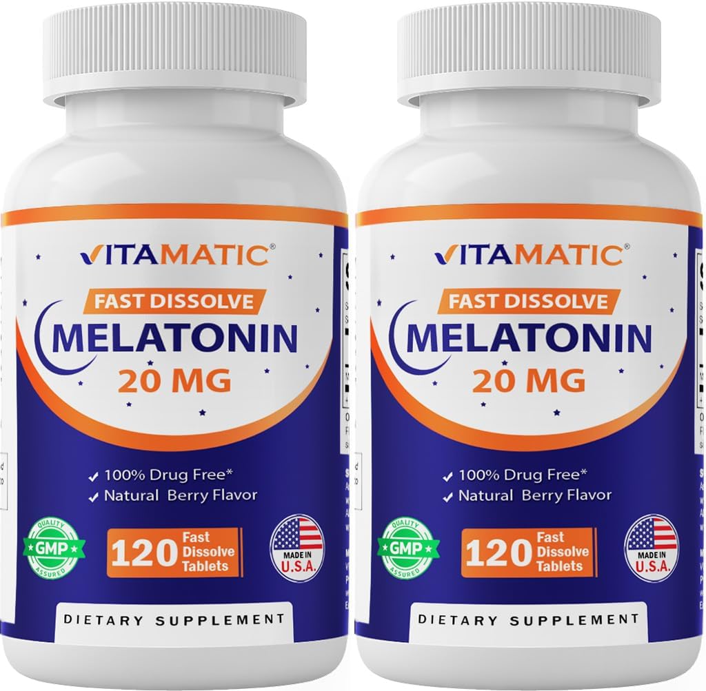 Vitamatic 2 Pack Μελατονίνη 20 mg Γρήγορη Διάλυση 120 δισκίων - Φυσικό Berry Flavor 