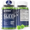 NEVISS Μελατονίνη Δωρεάν βοήθεια ύπνου Gummies για ενήλικες - Μαγνήσιο Γλυκινικό Gummies 
