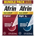 Afrin No Drip Original + Night Nasal Mist Bundle Pack, Non-Drowsy, Fast-Active Decongestant for Nasal Confusion and Sinus Pressure Relief, Adults and Children 6 and older, .5 fl oz (Pack of 2)