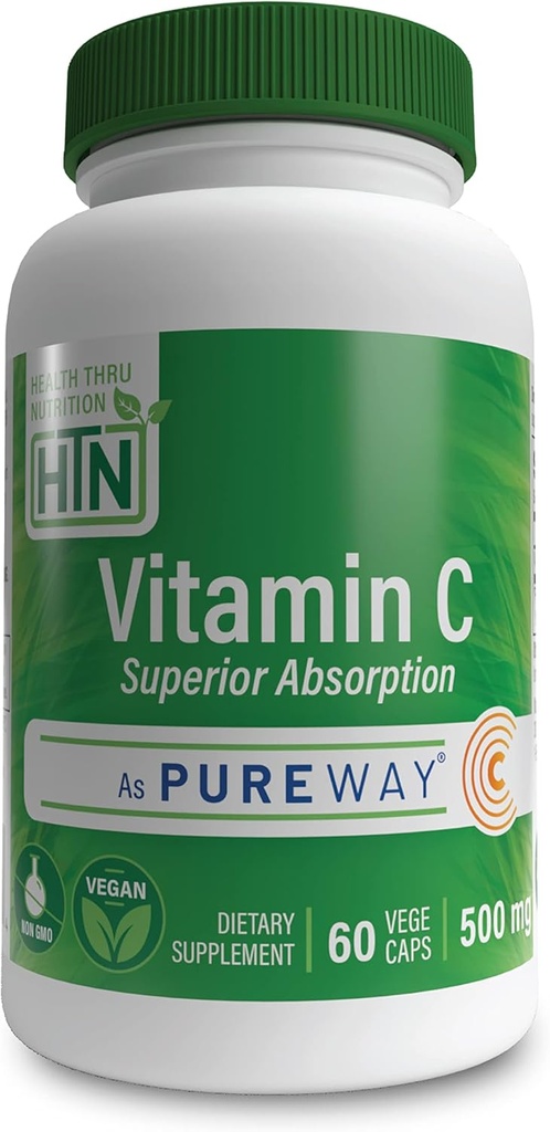 Υγεία Θρου Διατροφή Βιταμίνη-C 500mg ως PureWay-C 60 Vegecaps Ανώτερη απορρόφηση 