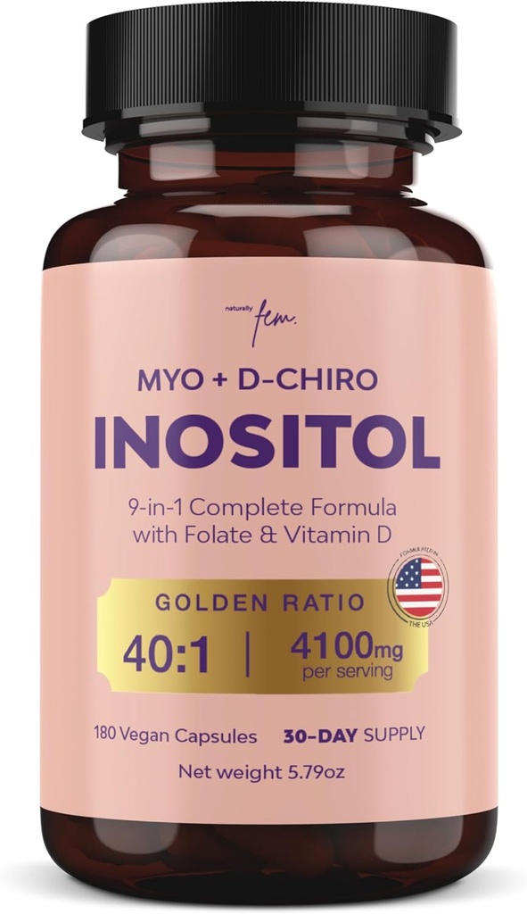 QSTA Myo-Inositol & D-Chiro Inositol συμπλήρωμα για τις γυναίκες 4100mg (40:1 Ratio) – 9-σε-1 Ορμονική & Μεταβολική Υποστήριξη με Φολικό, Βιταμίνη B6, B12, D3, Ψευδάργυρος & Χρώμιο