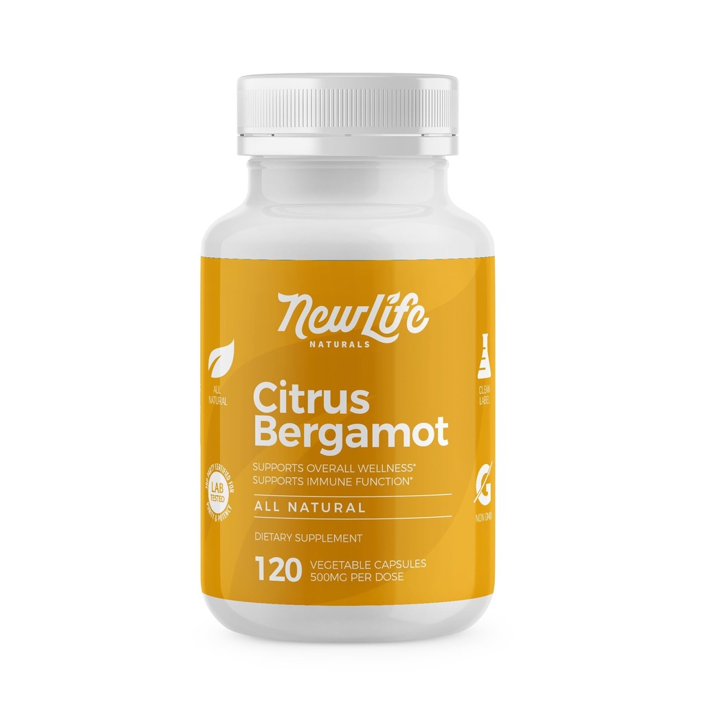 NewLife Naturals Citrus Bergamot Συμπληρώματα 500 MG για Cholesterol Υποστήριξη- Cholesterol Συμπλήρωμα - 120 κάψουλες Veggie