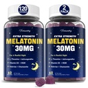 Μελατονίνη Gummies 30mg για Ενήλικες: Συμπλήρωμα μέγιστης αντοχής μελατονίνης με L-Θεανίνη, Ashwagandha, MSM, Βιταμίνη D3 & Ψευδάργυρο - Μη-Σχηματίζοντας, για τον κύκλο ανάπαυσης, Deep Zzzs, Natural Mixed Berry Γεύση