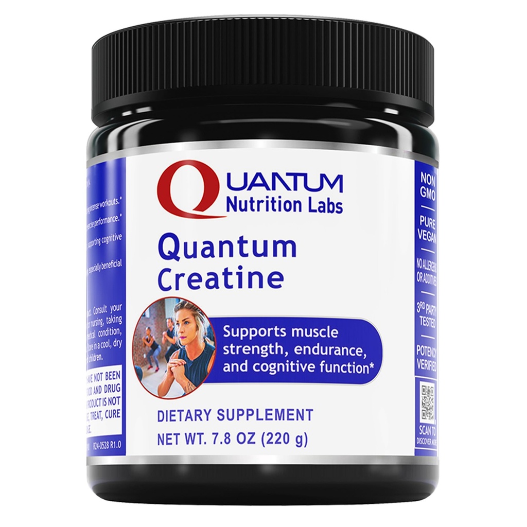 Quantum Nutrition Labs Quantum Creatine - Creatine Monohydrate Powder, Creatine Powder for Men, Women, Vegetarians, Unflaved Vegan Friendly Formula - 7,8 oz (40 Servings)