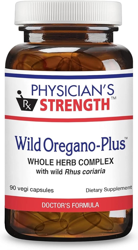 Physician's Strength Wild Oregano-Plus - 90 Capsules - Supports Healthy Immune System, Digestion & Bones and Joints - Non-GMO - 90 Servings