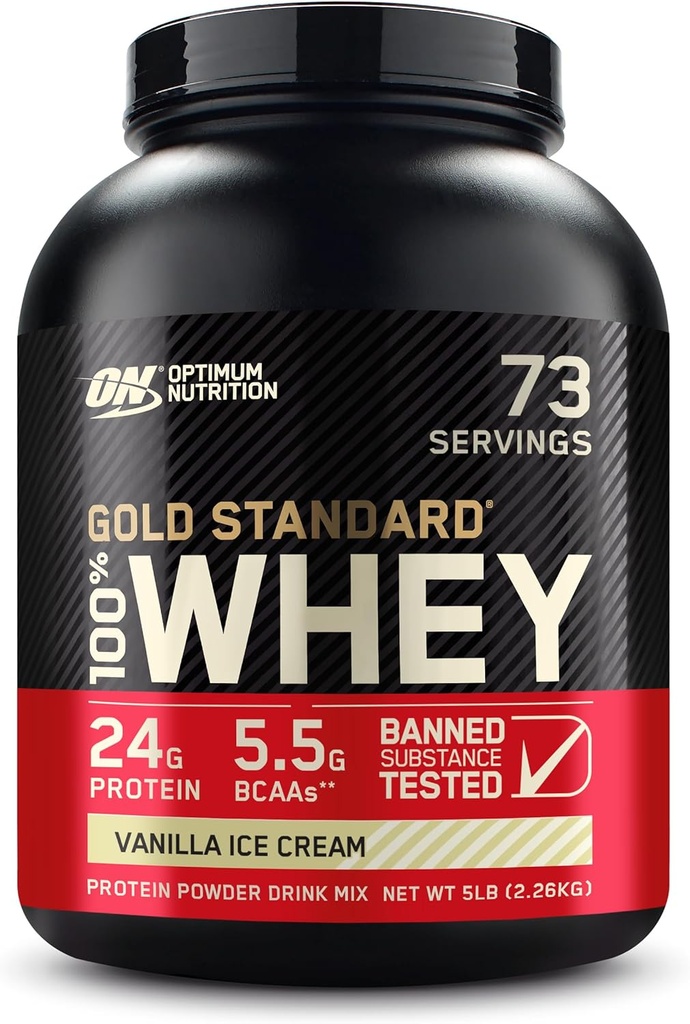 Βέλτιστη διατροφή Gold Πρότυπο Whey Vanilla παγωτό - 5 lbs .