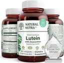 Natural Nutra Lutein και Zeaxanthin συμπλήρωμα, Διατήρηση της υγείας της όρασης, προστατεύει τα κύτταρα στα μάτια, Ενισχύστε το επίπεδο της ζεαξανθίνης & ισομερών, Υποστήριξη της υγείας των ματιών, χωρίς γλουτένη, χωρίς σόγια, 20mg - 30 κάψουλες