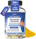 Clear Joint Support - Glucosamine Chondroitin MSM with Turmeric & Boswellia | 8-in-1 Formula | 90 Capsules (30-Day Supply) | Supports Knee, Hip & Back Health | Made in USA