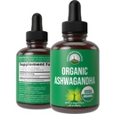 Υγρές σταγόνες Ashwagandha. Extra Strength Ashwagandha Root Extract για γυναίκες, άνδρες, παιδιά. με προσαρμογόνα. Μηδενική ζάχαρη, οργανική, χωρίς γλουτένη.