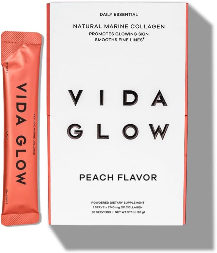 Vida Glow Marine Collagen Powder - Αντιγήρανση συμπλήρωμα με Collagen Peptides, προάγει λαμπερό δέρμα, ισχυρά νύχια, υγιή μαλλιά 