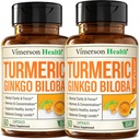 Ginkgo Biloba και Turmeric Curcumin Supplement w/Black Pepper & Organic Tumeric – Natural Turmeric Supplement for Focus, Memory, Joint & Brain Health – Vegan Ginko Biloba Κάψουλες w/Curcuma – 2 Pack