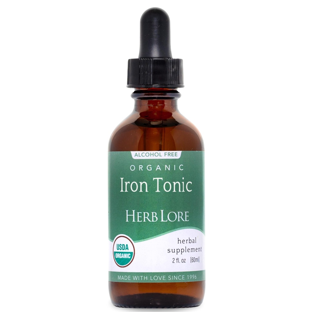 Herb Lore Iron Tonic - Organic Liquid Iron Drops Supplement for Kids & Women - Baby, Infant & Toddler Friendly - Plant Based, Vegan, Gentle, Non Constipating Herbal Timcture (2 fl oz)