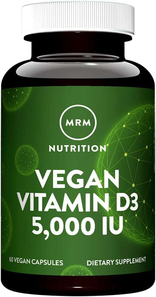 MRM Nuturition Vegan Vitamin D3 5,000 IU | Bone + Immune Health | Made from lichens | Supports Calcium Absorption | Vegan + Vegetarian Friendly | 60 Servings