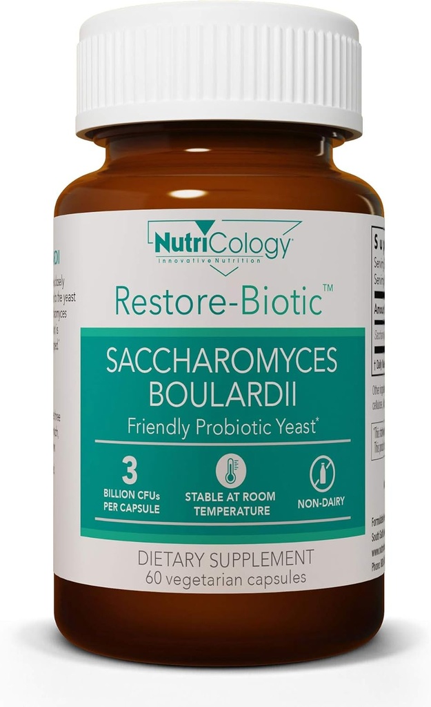 Nutricology Saccharomyces Boulardii Probiotic Supplement - S. Boulardii Probiotic Yeast 450mg, Φιλική προβιοτική εγκατάσταση, GI Tract Support - 120 Count