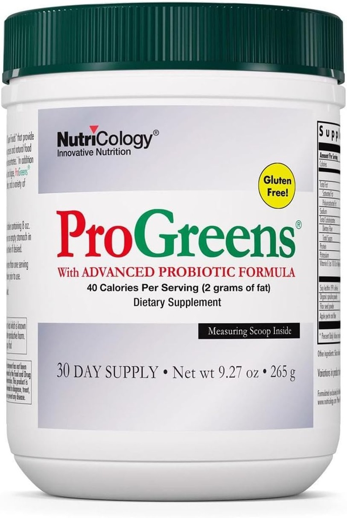 Nutricology ProGreens 265 g σκόνη - Βιολογικά Πράσινα Superfood σκόνη, σκόνη Πράσινοι Blend, Healthy συμπλήρωμα ποτών, Advanced Probiotic Formula - 30 Ημέρα προσφοράς