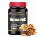 ALLMAX HEXAPRO, Σοκολάτα Φυστικοβούτυρο - 2 λίβρες - 25 γραμμάρια πρωτεΐνης ανά υπηρεσία - 8 ώρες Παρατεταμένη απελευθέρωση - Zero Sugar - 21 εξυπηρετούν