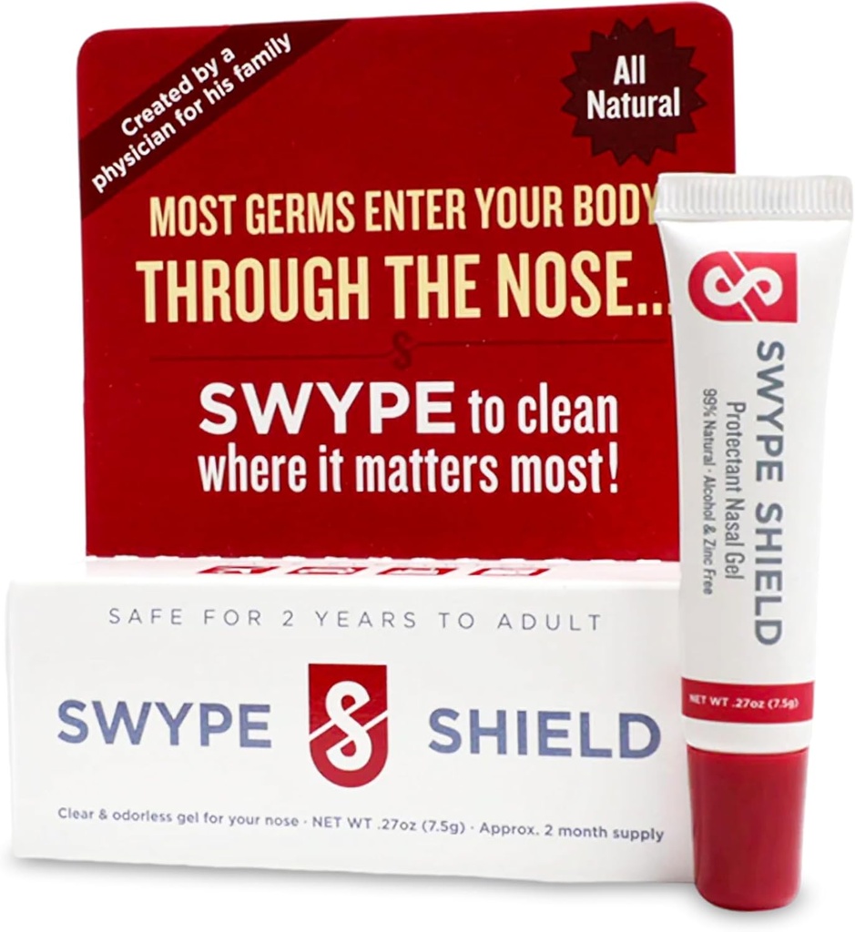 Swype Shield Αερομεταφερόμενο Σωματίδιο και Allergen Blocker Nasal Gel - Χωρίς ναρκωτικά, για τους Αλλεργικούς Υποφέροντες Γύρης, για τα Αεροπορικά Ταξίδια - (Αρωματισμένο) Πάνω από 180 Εφαρμογές ανά Σωλήνα (0,27 oz, 7,5g Συσκευασία του 1)