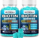 2 Πακέτο Vegan Biotin Gummies για μαλλιά, δέρμα & νύχια - 20.000 mcg ανά υπηρεσία, Κατάλληλο για γυναίκες & άνδρες - 120 Gummies