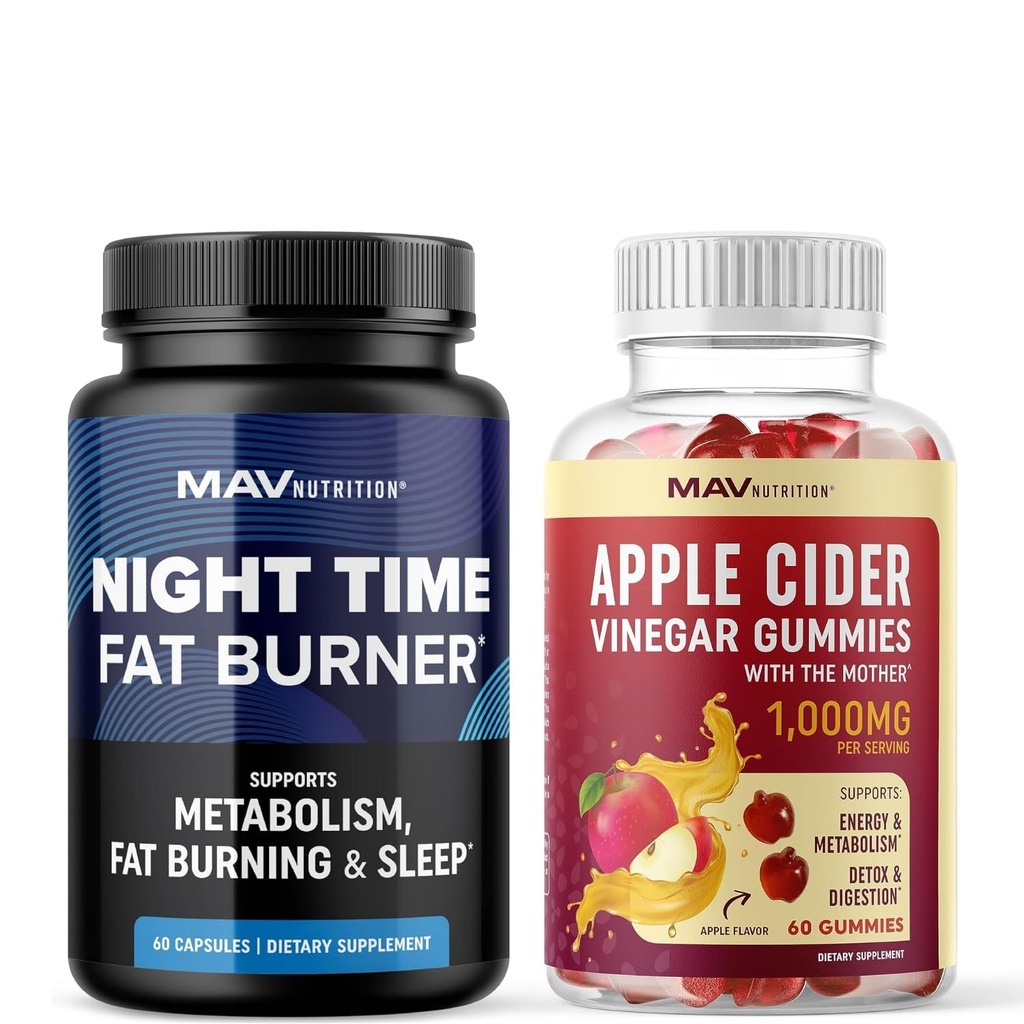 MAV NUTRITION Night Fat Burner Κάψουλες και Apple Cinegar Gummies 