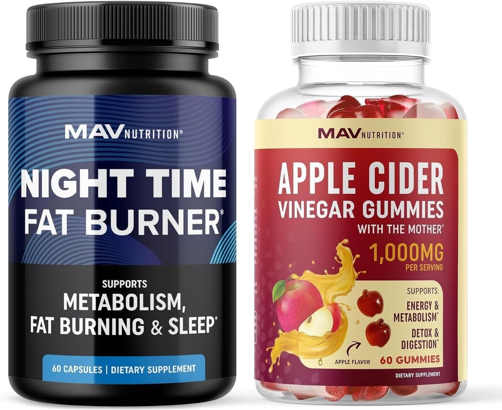MAV NUTRITION Night Fat Burner Κάψουλες και Apple Cinegar Gummies 