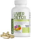 Bronson Liver Detox Advanced Detox & Cleansing Formula υποστηρίζει τη λειτουργία του ήπατος υγείας με το κριθάρι γάλακτος, ρίζα δαντελίων, κουρκουμά, φύλλο Artichoke & More, μη ΓΤΟ, 180 κάψουλες χορτοφάγων