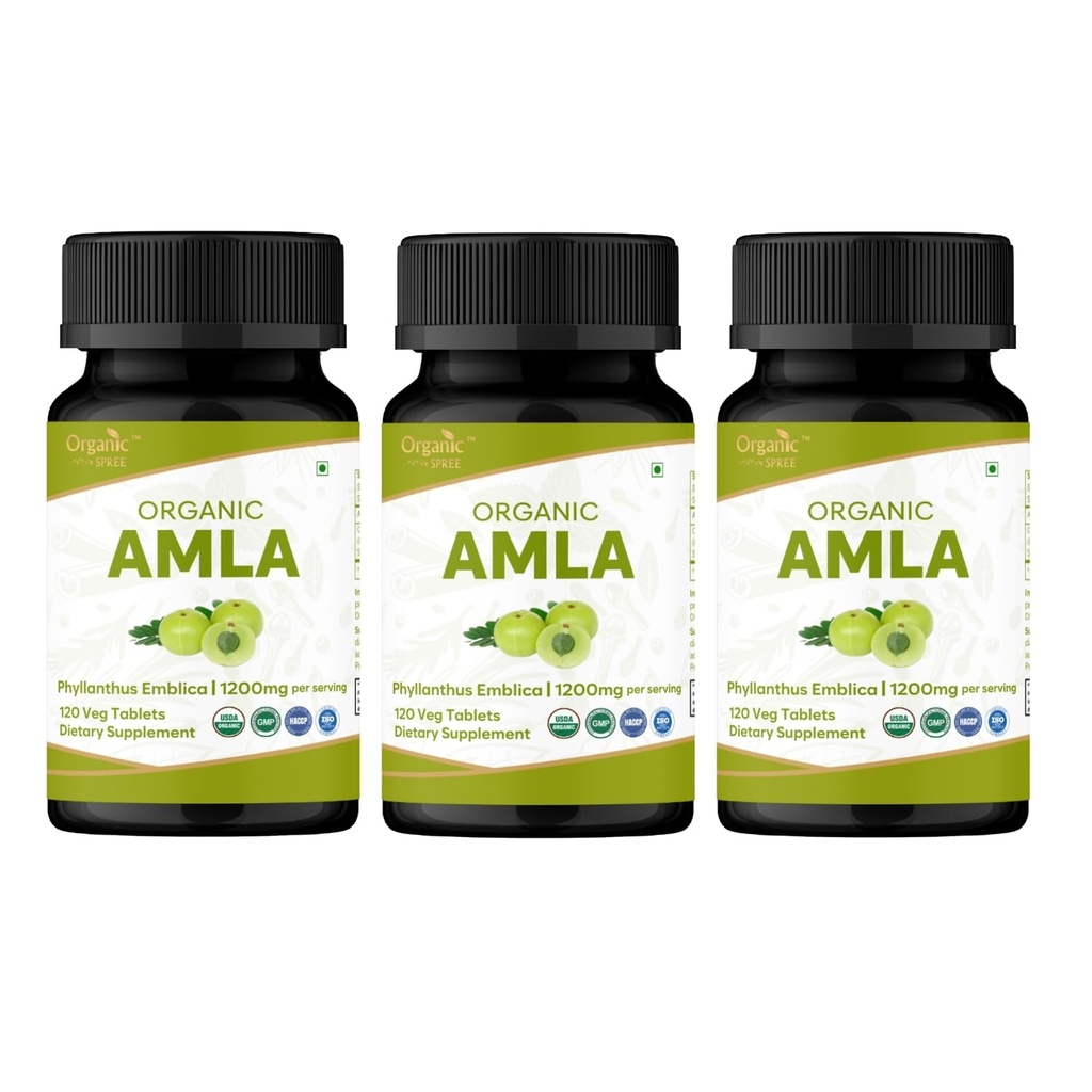 Amla 120 δισκία – USDA Organic Indian Gooseberry – Πλούσιο σε βιταμίνη C & Υποστηρίζει την Ανοσολογική Υγεία* - Συσκευασία των 3