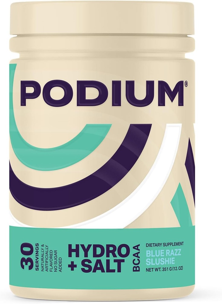 Podium Διατροφή, Στιγμιαία BCAA σκόνη, Hydro και αλάτι, Blue Razz Slushie, 30 εξυπηρετούν, ηλεκτρολύτες, ενυδάτωση, ανάκτηση