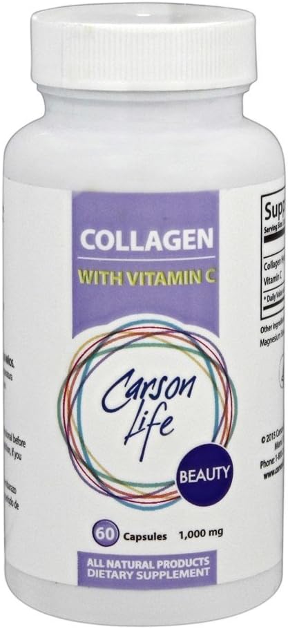 Carson Life Collagen Κάψουλες με Βιταμίνη C - 60 Κάψουλες - Συμπλήρωμα διατροφής για την καταπολέμηση της γήρανσης, ανοσοϋποστήριξη, υγιή μαλλιά, δέρμα και νύχια - Κατασκευάζονται στις ΗΠΑ (60 κάψουλες)