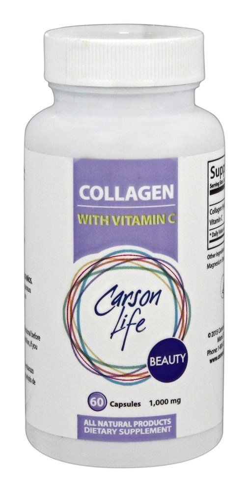 Carson Life Collagen Κάψουλες με Βιταμίνη C - 60 Κάψουλες - Συμπλήρωμα διατροφής για την καταπολέμηση της γήρανσης, ανοσοϋποστήριξη, υγιή μαλλιά, δέρμα και νύχια - Κατασκευάζονται στις ΗΠΑ (60 κάψουλες)