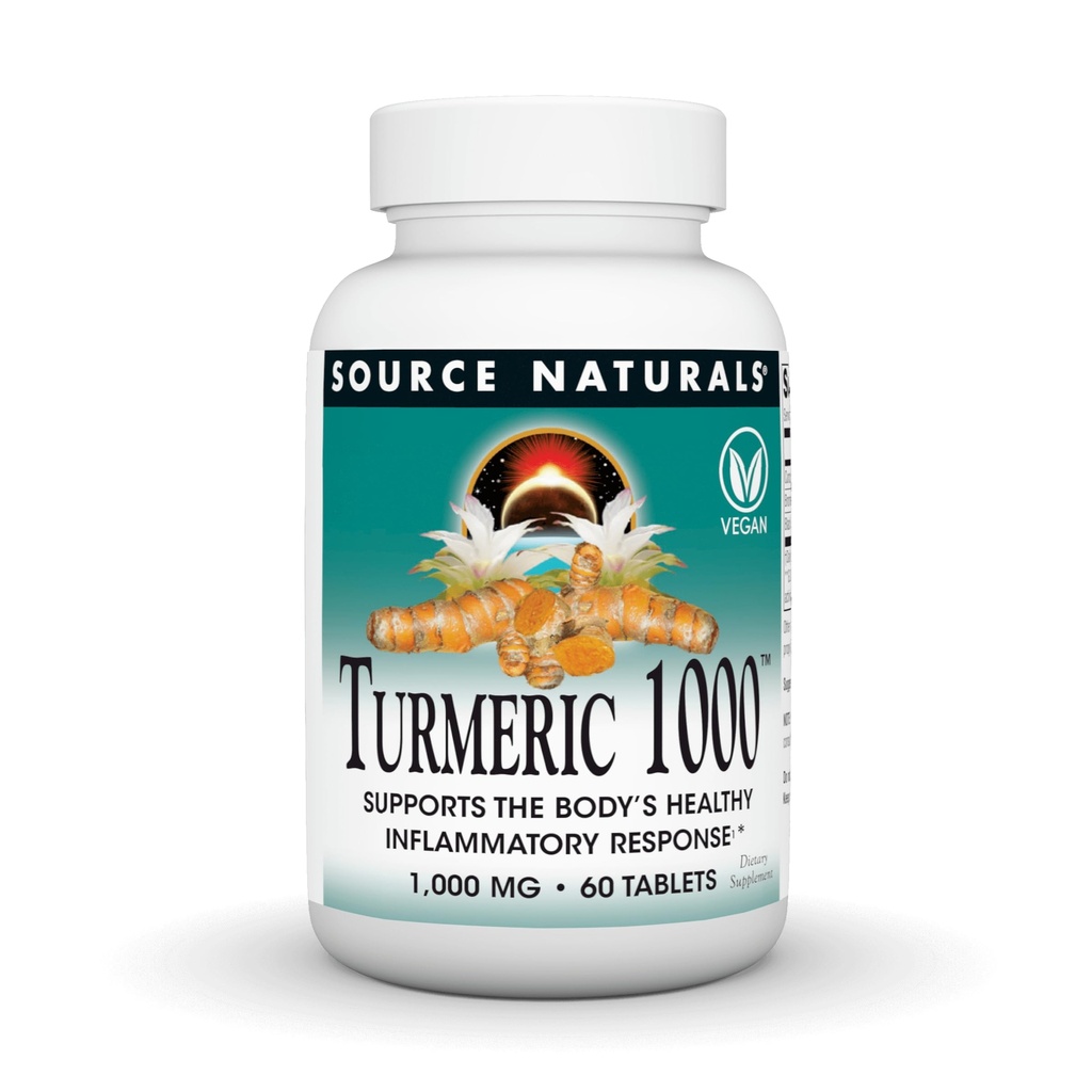 Source Naturals Turmeric 1000, Υποστηρίζει την Υγιή Φλεγμονώδη Ανταπόκριση του Σώματος *, 1000mg - 60 δισκία